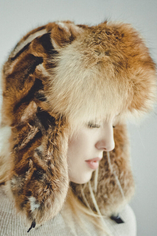 Vintage Beige Fox Fur Trapper Russian Ushanka Hat Vintage russian ushanka fur - Gem main image 3
