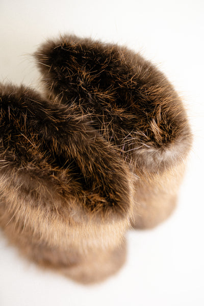 Brown Beaver Fur Boots - Outdoor
