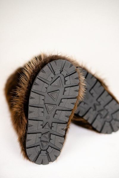 Brown Beaver Fur Boots - Outdoor