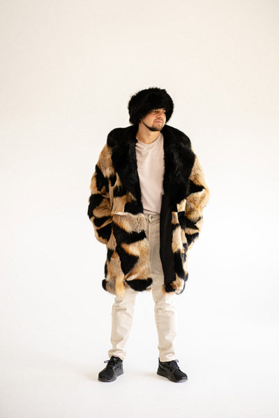 Fox Fur Coat with Black Collar