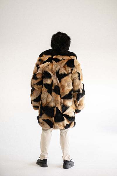Fox Fur Coat with Black Collar