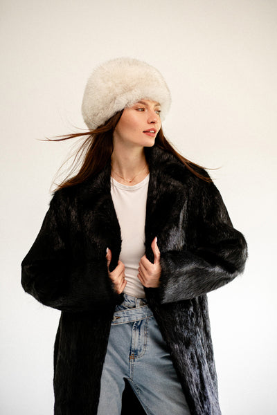 Black Nutria Long Fur Coat