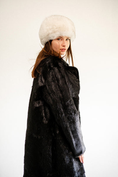 Black Nutria Long Fur Coat