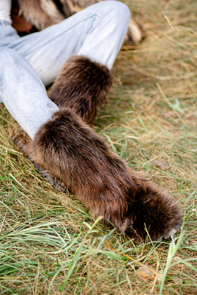 Brown Beaver Fur Boots - Outdoor