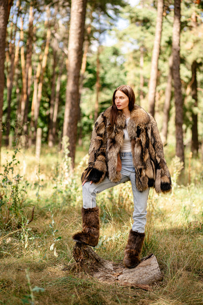 Brown Beaver Fur Boots - Outdoor