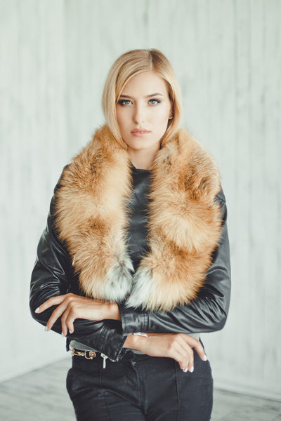 Black Fox Fur Collar