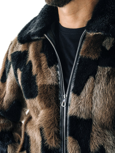 Otter Fur Bomber Jacket