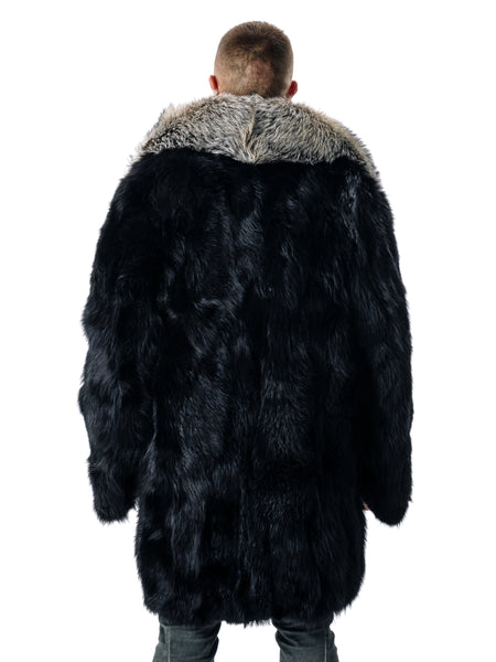 Black Fox Fur Coat with Collar