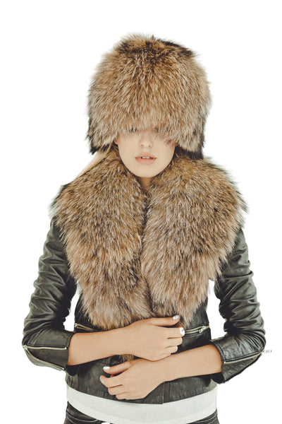 Red Raccoon Fur Collar
