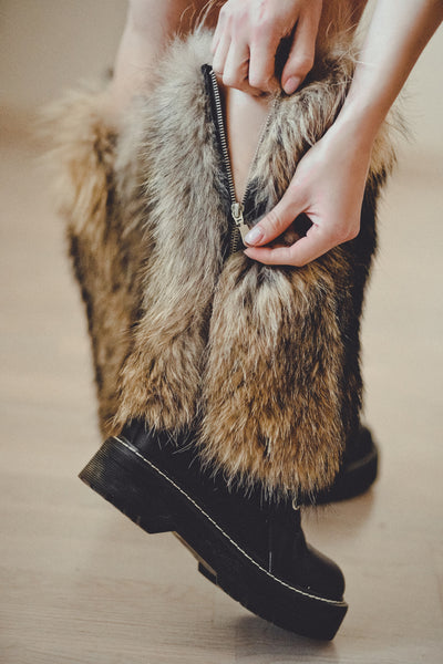 Raccoon Fur Leg Warmers