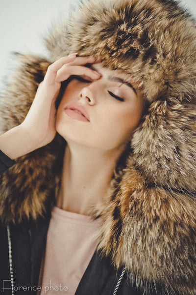 Black Rabbit Fur Parka