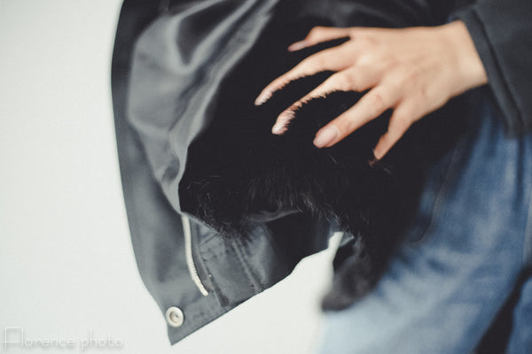 Black Rabbit Fur Parka
