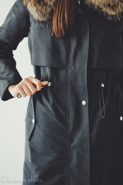 Black Rabbit Fur Parka