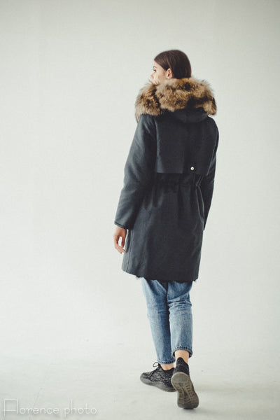 Black Rabbit Fur Parka