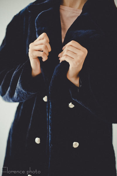 Deep Blue Beaver Fur Coat