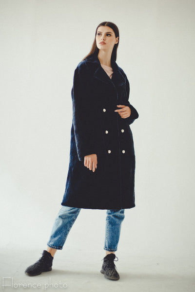 Deep Blue Beaver Fur Coat