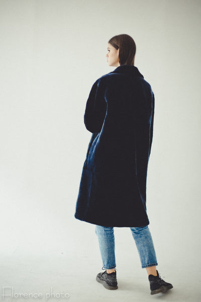 Deep Blue Beaver Fur Coat