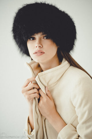 Fox Fur Hat (Black)
