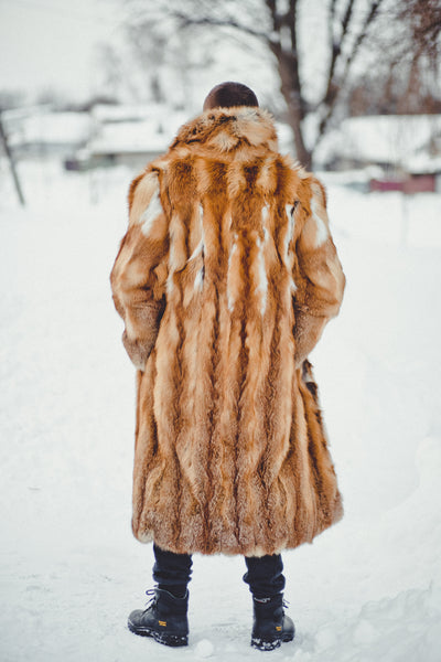 Fox Fur Long Coat for Men