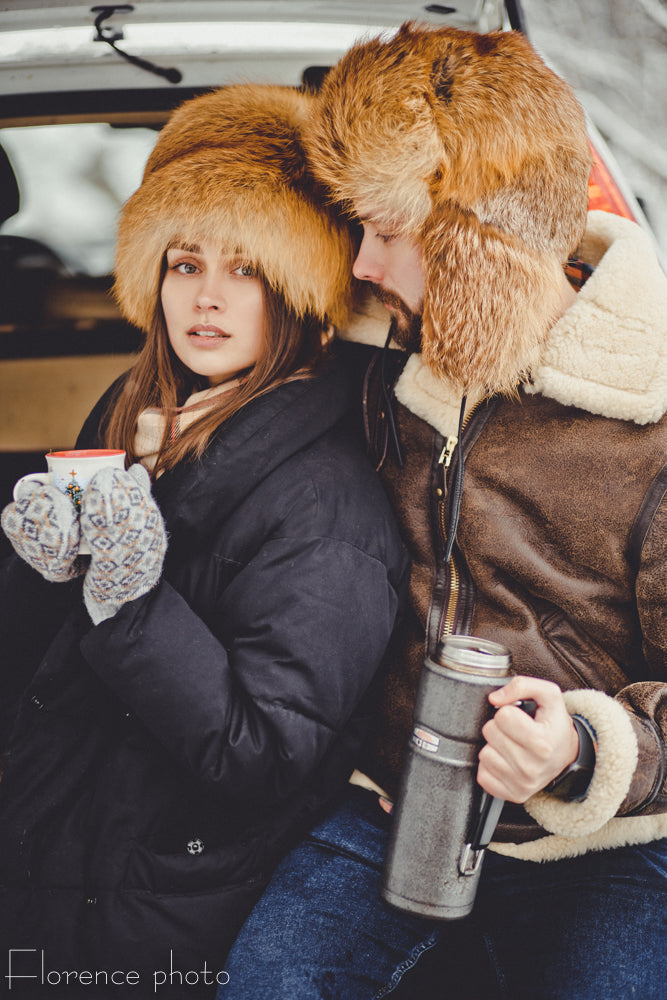 Men's Full Covered Real Fox Fur Hat Russian Ushanka Hat