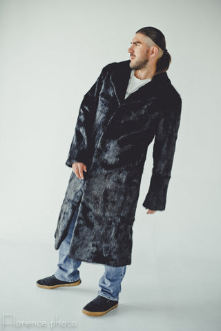 Black Long Mens Fur Coat