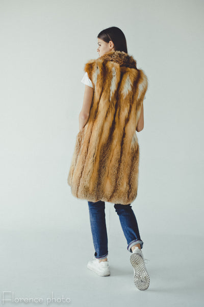 Red Fox Fur Vest with Collar