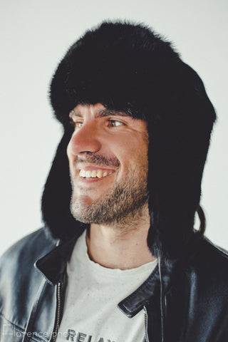 Black Fur Hat with Ear Flaps