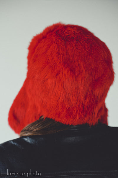 Red Rabbit Fur Hat