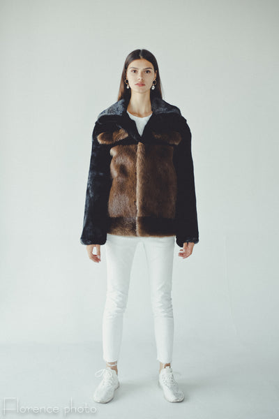 Black&Brown Otter Fur Jacket