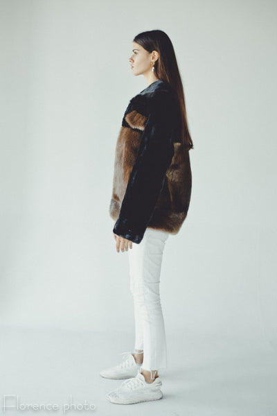 Black&Brown Otter Fur Jacket
