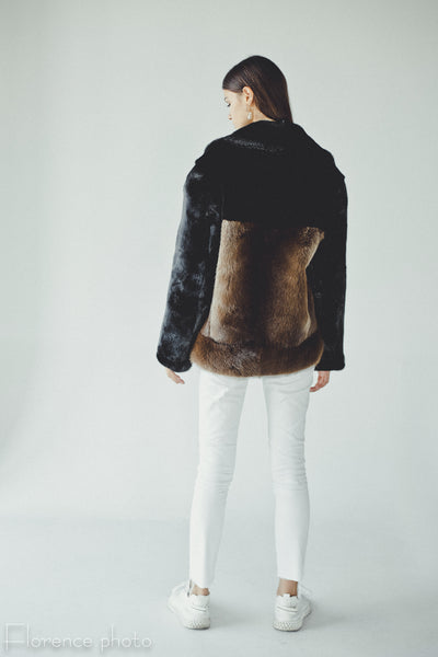 Black&Brown Otter Fur Jacket