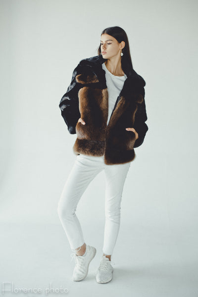 Black&Brown Otter Fur Jacket