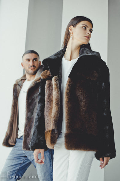 Black&Brown Otter Fur Jacket