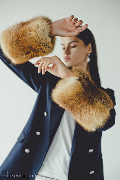 Long Red Fox Fur Sleeve Cuffs