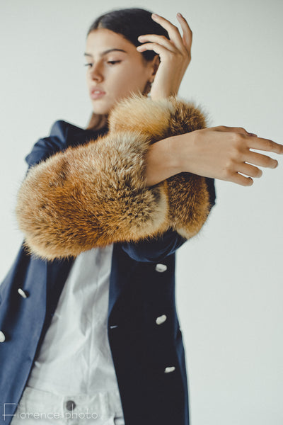 Long Red Fox Fur Sleeve Cuffs