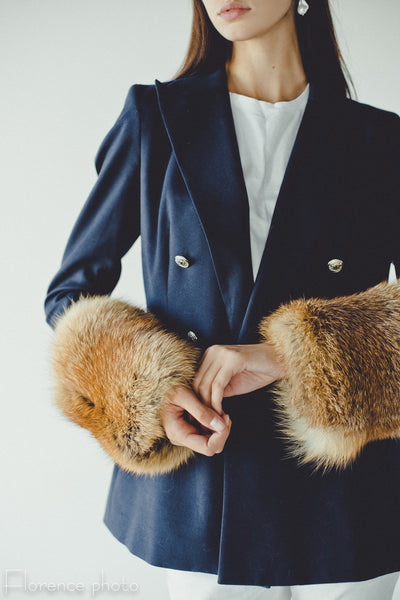 Long Red Fox Fur Sleeve Cuffs