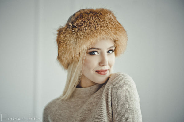 Black Fox Fur Roller Hat