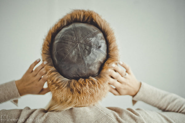 Black Fox Fur Roller Hat
