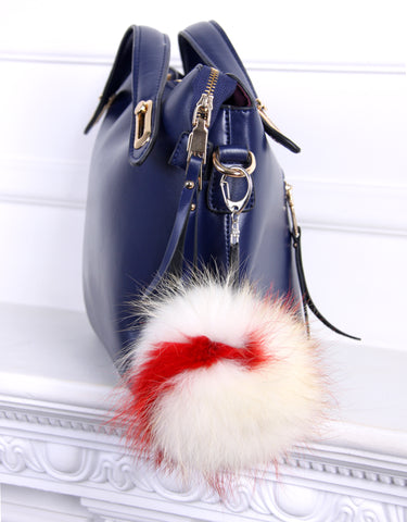 Raccoon Fur Bag Charm (White/Red)