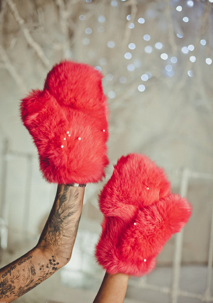 White Fur Gloves