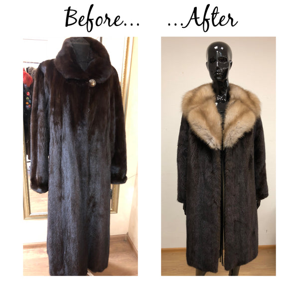 Custom mink coat remodeling with new fur