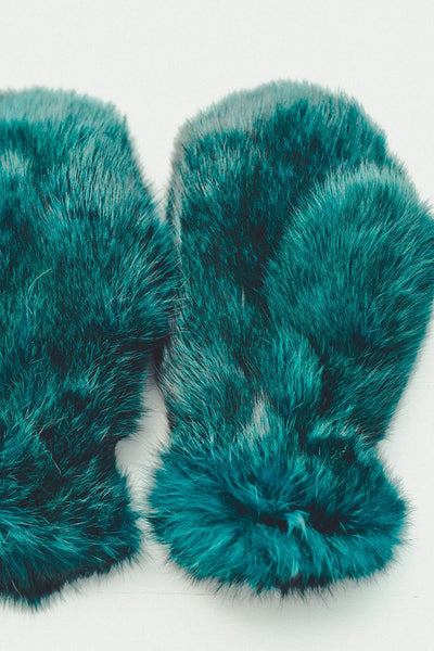 Teal Fur Gloves