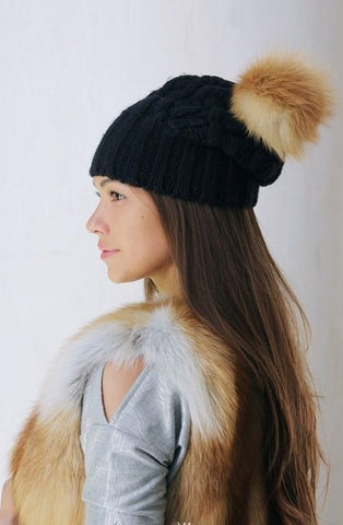 Fox Fur Pom Pom (Natural)