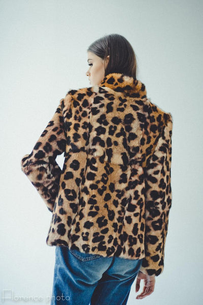 panther print rabbit fur ladies coat