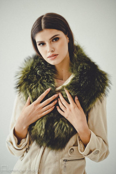 Blue Raccoon Fur Collar