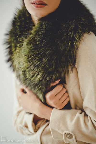 Blue Raccoon Fur Collar