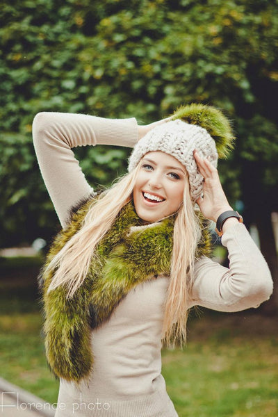 Blue Raccoon Fur Collar