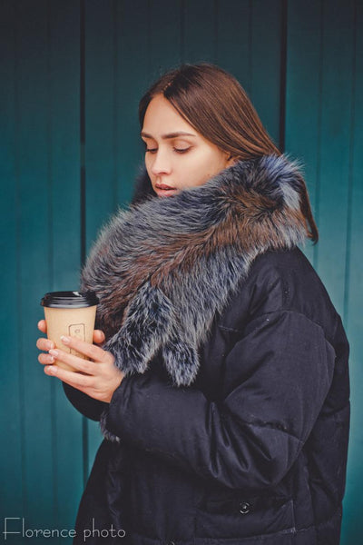 Blue Fox Fur Scarf