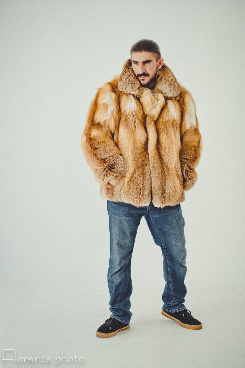 Mens Fox Fur Coat Winter Jacket Men Oversized Fur Coats 