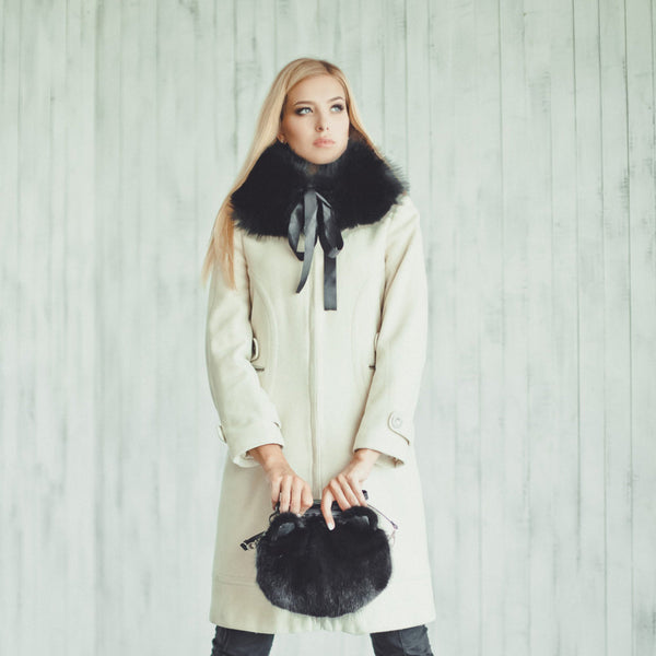 black raccoon fur collar